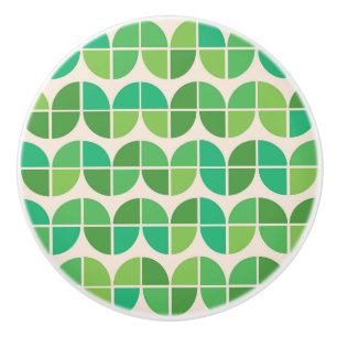 Mitte des Jahrhunderts geometrisches Limette-Minzg Keramikknauf