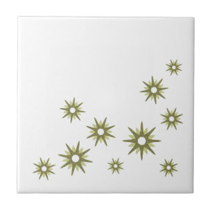 Mitte-des-Jahrhunderts Grün Starburst Design Fliese