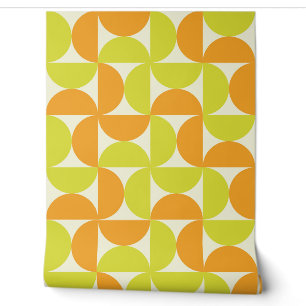 Mitte des Jahrhunderts Halbe Kreise Orange und Gel Tapete