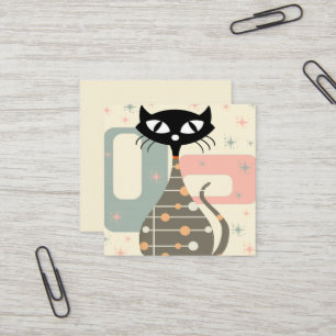 Mitte des Jahrhunderts Katze Mid-Century Modern Quadratische Visitenkarte