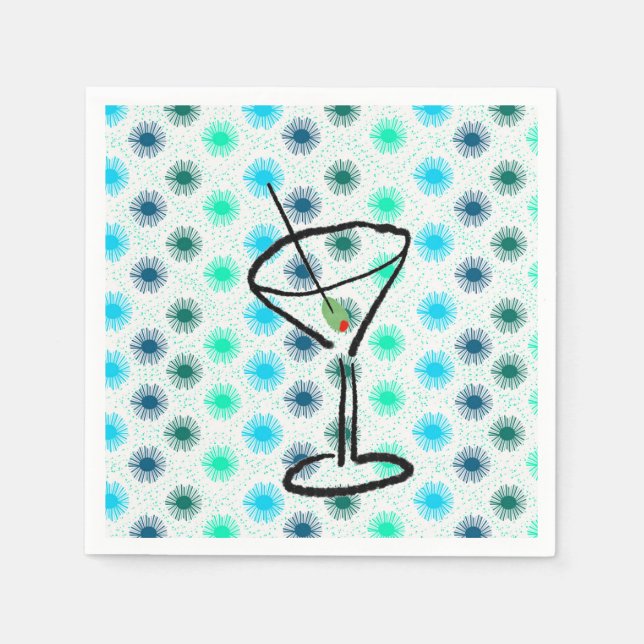 Mitte des Jahrhunderts Martini-Glasdesign Serviette (Vorderseite)