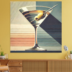 Mitte des Jahrhunderts Modern 2 Olive Martini Cock Leinwanddruck