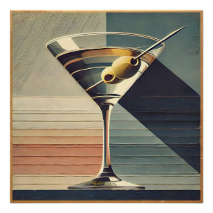 Mitte des Jahrhunderts Modern 2 Olive Martini Cock Poster
