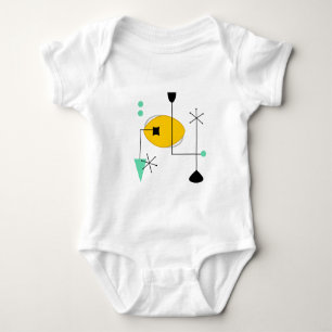 Mitte des Jahrhunderts modern blau gelb einfaches Baby Strampler