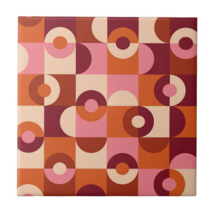 Mitte des Jahrhunderts modern halbkreisförmig pink Fliese