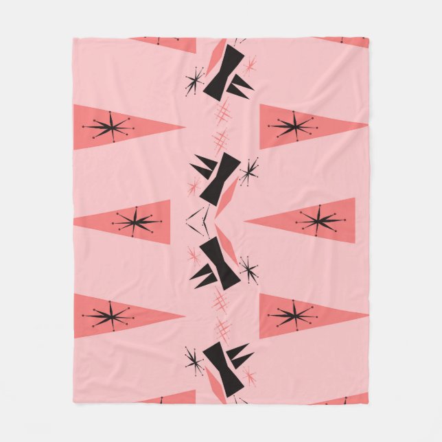 Mitte des Jahrhunderts modern: rosa Korallenmuster Fleecedecke (Vorderseite)