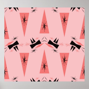 Mitte des Jahrhunderts modern: rosa Korallenmuster Poster
