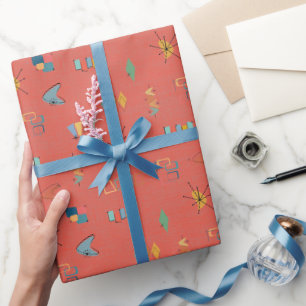 Mitte des Jahrhunderts modern strukturierte dunkle Geschenkpapier
