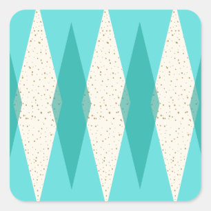 Mitte des Jahrhunderts moderne Argyle-Quadrat-Aufk Quadratischer Aufkleber