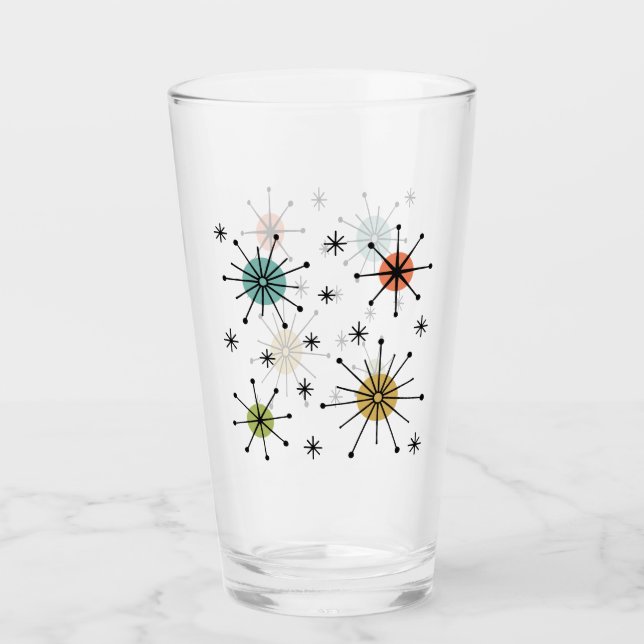 Mitte des Jahrhunderts Moderne Atomare Sternenexpl Glas (Vorderseite)