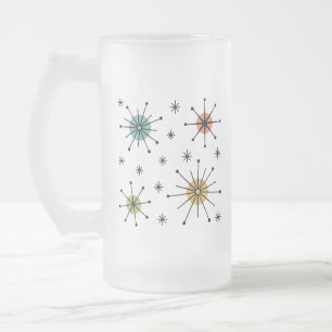 Mitte des Jahrhunderts Moderne Atomare Sternenexpl Mattglas Bierglas