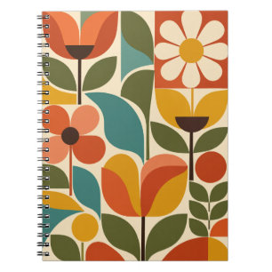Mitte des Jahrhunderts moderne florale Retro Notizblock