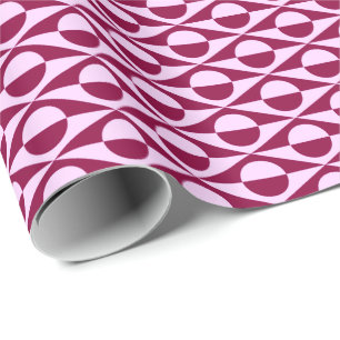 Mitte des Jahrhunderts Moderne geometrische, rosa  Geschenkpapier