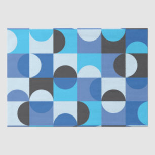 Mitte des Jahrhunderts moderne Halbkreise Blau Tür Seidenpapier