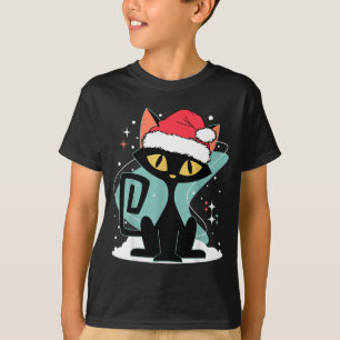 Mitte des Jahrhunderts moderne Katzen-Santa-Hut We T-Shirt