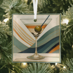 Mitte des Jahrhunderts Moderne Martini Cocktail St Ornament Aus Glas