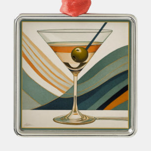 Mitte des Jahrhunderts Moderne Martini Cocktail St Ornament Aus Metall