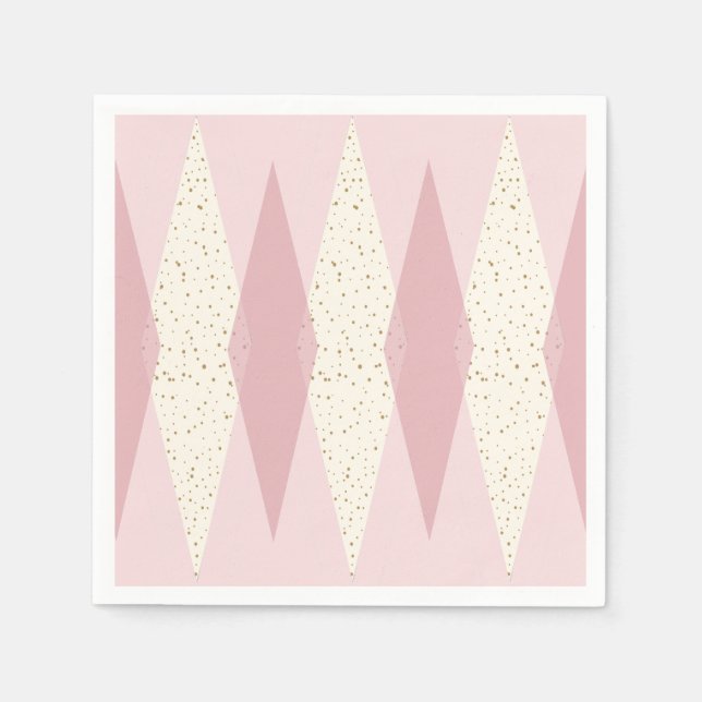 Mitte des Jahrhunderts Moderne rosa Raute Papier T Serviette (Vorderseite)