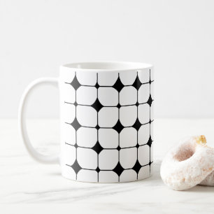 Mitte des Jahrhunderts moderne schwarz-weiße geome Kaffeetasse