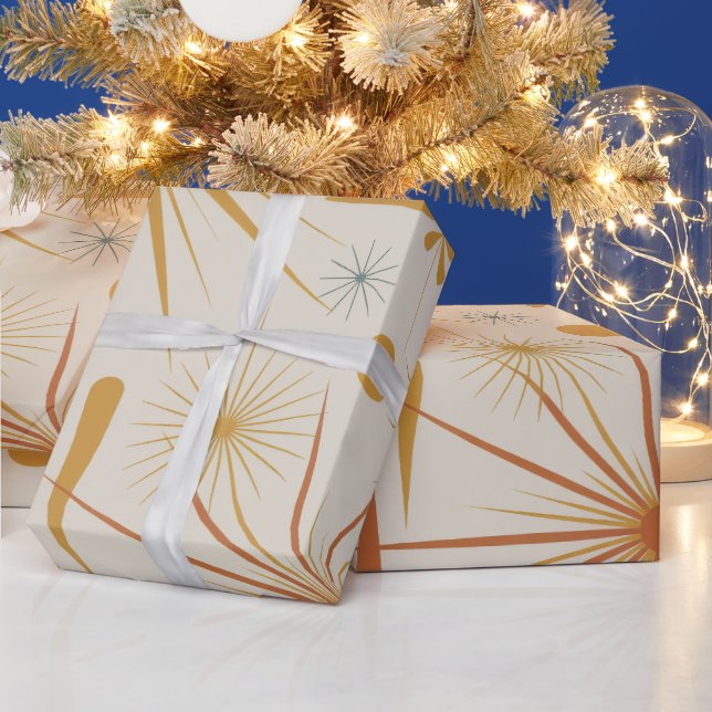 Mitte des Jahrhunderts moderne Sternenexplosion At Geschenkpapier (Feiertage)
