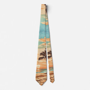 Mitte des Jahrhunderts moderne Strand Hawaii Sonne Krawatte
