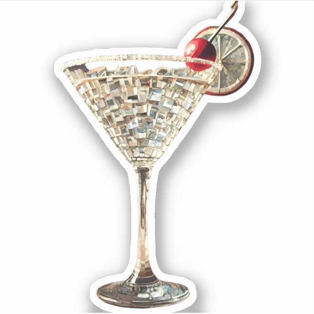 Mitte des Jahrhunderts Moderner Cran Citrus Cockta Aufkleber (Vorderseite)