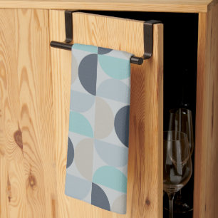 Mitte des Jahrhunderts Modernes Blau und Grau Geschirrtuch