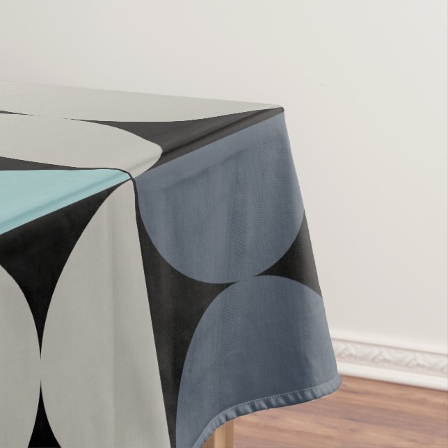 Mitte des Jahrhunderts Modernes Blau und Grau Tischdecke (Beispiel)