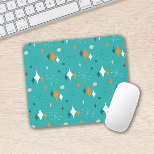 Mitte des Jahrhunderts modernes Muster in Türkis Mousepad
