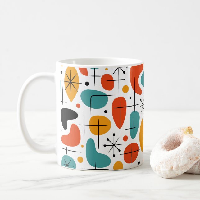 Mitte des Jahrhunderts modernes Sternenmuster Kaffeetasse (Mit Donut)