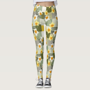 Mitte des Jahrhunderts Osterglocken-Blumenmuster Leggings