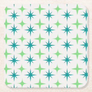 Mitte des Jahrhunderts Retro-Starbursts Muster tea Rechteckiger Pappuntersetzer