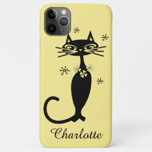 Mitte des Jahrhunderts schwarze Katze und goldener Case-Mate iPhone Hülle