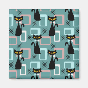 Mitte des Jahrhunderts schwarzes Katzenmuster Magnet