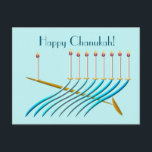 Mitte des Jahrhunderts Stil Chanukah Menorah Postkarte<br><div class="desc">Muss sparsam sein? Schicken Sie eine Chanukah-Postkarte anstelle einer Karte. Machen Sie jemandem den Tag mit einer handschriftlichen Notiz auf der Rückseite. Leute Liebe erhalten echte E-Mails, wenn es von Ihnen ist! Diese digitale Kunstmenorah zeigt die weit reichenden Linien der dänischen Kunstbewegung Mitte des Jahrhunderts.</div>