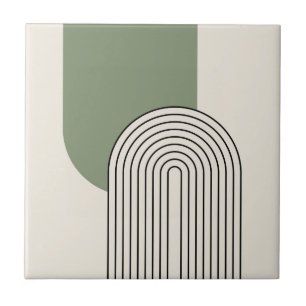Mitte des Jahrhunderts Stil Linienkunst mit grüner Fliese