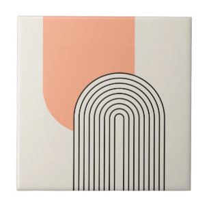 Mitte des Jahrhunderts Stil Linienkunst mit rosa B Fliese