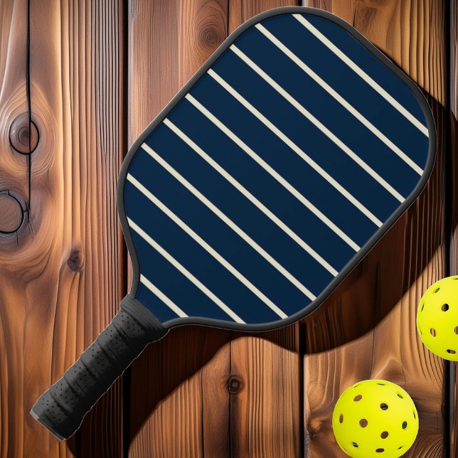 Mitte des Jahrhunderts Streifen tiefblaue Meeresfa Pickleball Schläger (Von Creator hochgeladen)