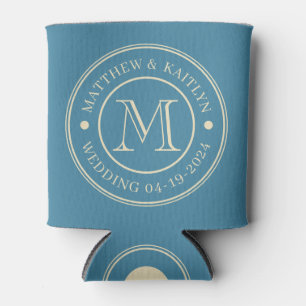 Mitte-des-Jahrhunderts Tief-Aqua-Hochzeitsmonogram Dosenkühler