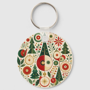 Mitte des Jahrhunderts Weihnachtsmosaik Schlüsselanhänger