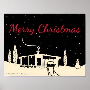 Mitte- des Jahrhundertsfrohe Weihnachten Poster