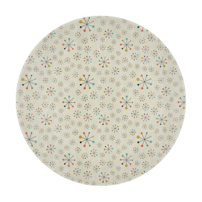 Mitte- des Jahrhundertsinspiriertes atomarmuster Schneidebrett (Vorderseite)