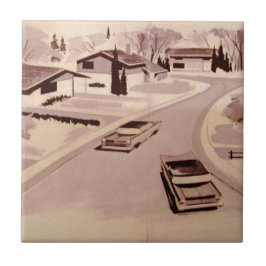 Mitte- des Jahrhundertsmoderne Architektur Fliese