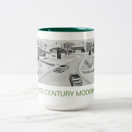 Mitte- des Jahrhundertsmoderne Architektur-Tasse Zweifarbige Tasse