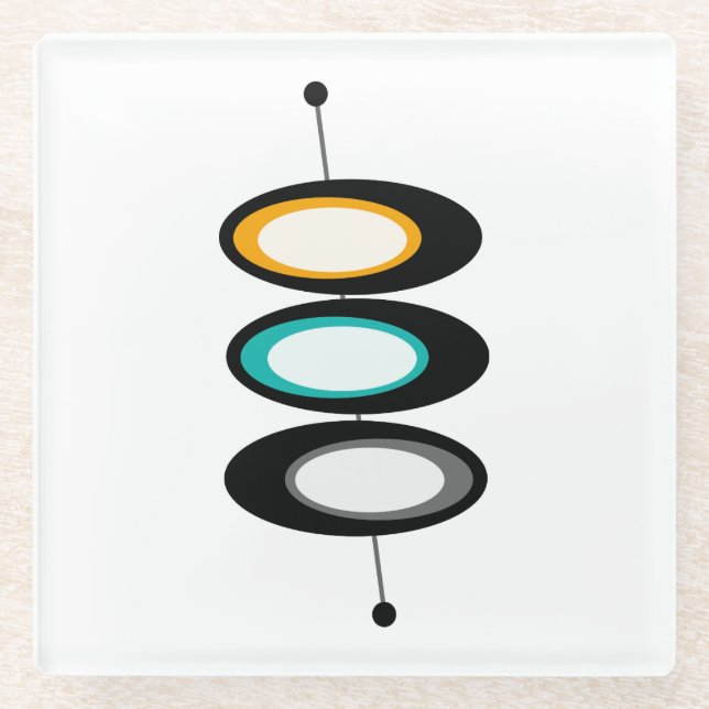 Mitte- des Jahrhundertsmoderne Glasuntersetzer (Vorderseite)