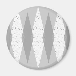 Mitte- des Jahrhundertsmoderne graue Rauten-runder Magnet
