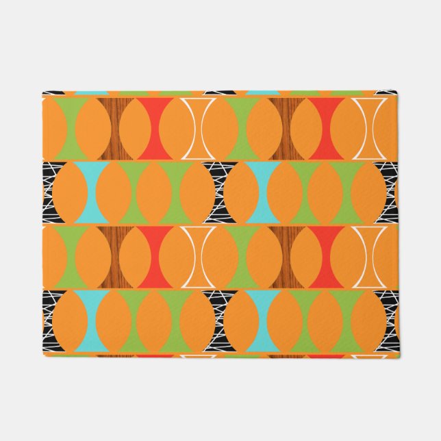 Mitte- des Jahrhundertsmoderne orange Fußmatte (Vorderseite)