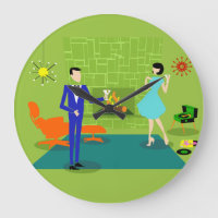 Mitte- des Jahrhundertsmoderne Paar-runde Wanduhr