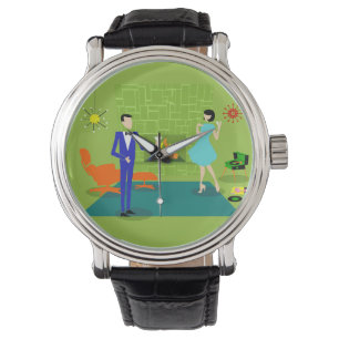 Mitte- des Jahrhundertsmoderne Paar-Uhr Armbanduhr