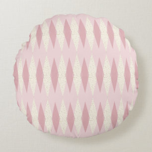 Mitte- des Jahrhundertsmoderne rosa Rauten-rundes Rundes Kissen
